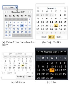 Examples of JavaScript pop-up Calendars from online ‘widget’ libraries - Brown,  Jay, and Harper - Audio access to calendars